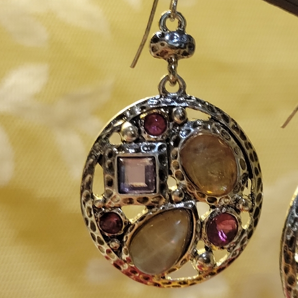 Vtg Beautiful Pierced Earrings Subtle Bling Boho - Picture 5 of 5